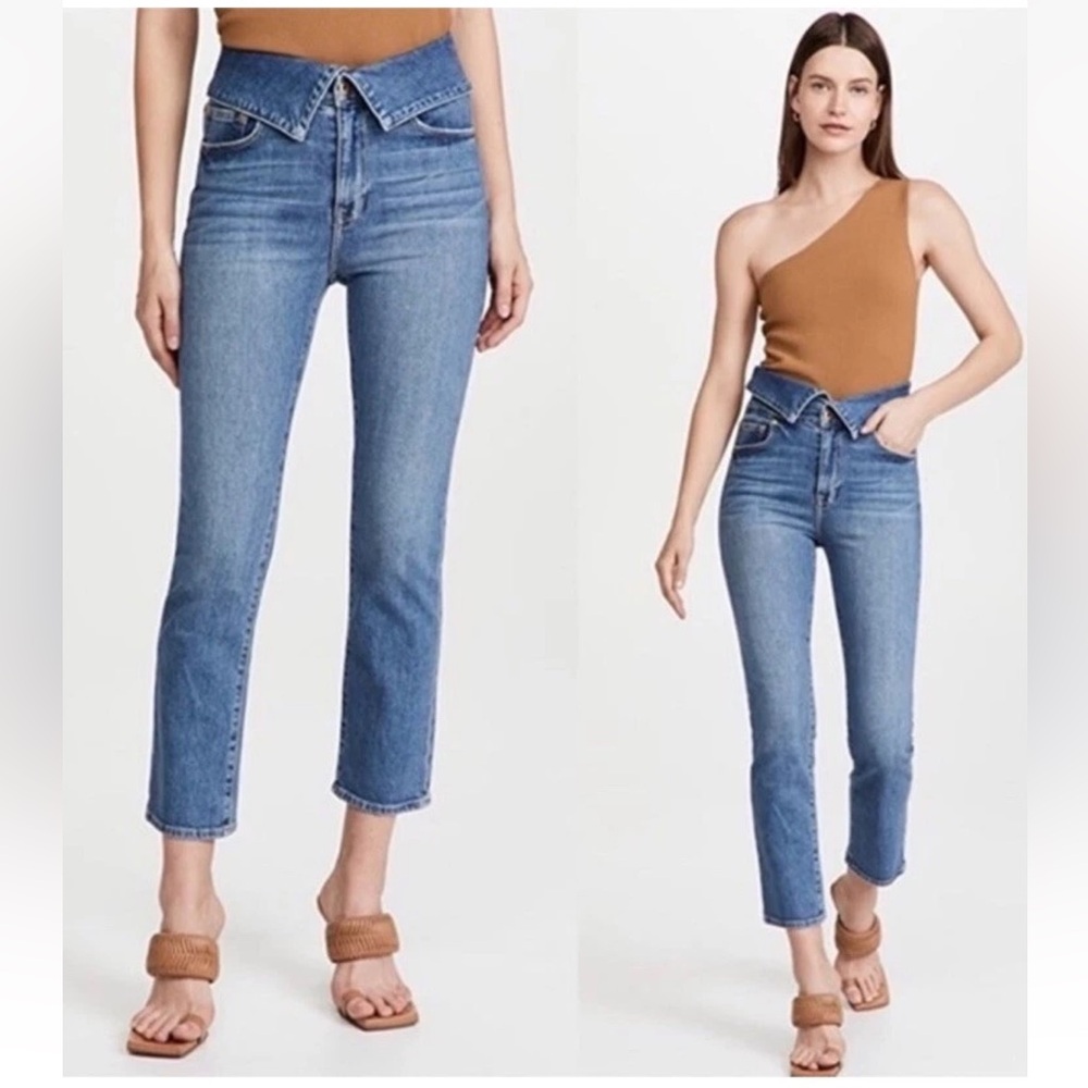 Jonathan Simkhai Standard River Fold Over Waistband Straight Jeans Sz 26